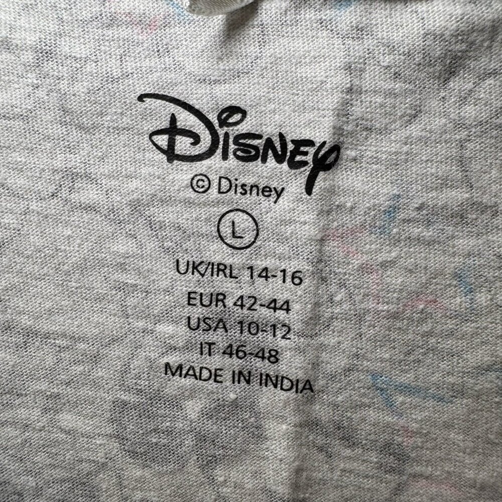 LADIES DISNEY Grey Pink BLUE PYJAMAS SIZE Large T SHIRT & SHORTS SET PJ - Picture 5 of 9